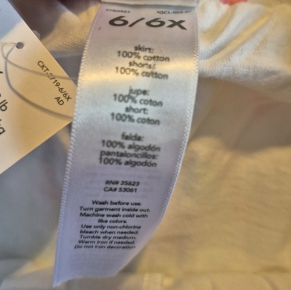 Carter's 6 6X white skirt with butterfly design & modesty shorts, NWT - Picture 4 of 5